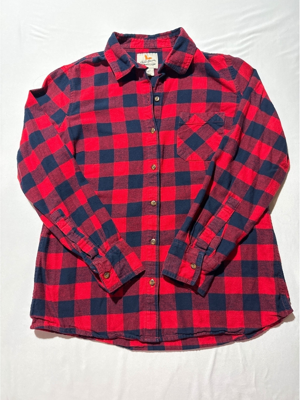 Field Stream Women's Medium Red and Navy Buffalo Plaid Flap-